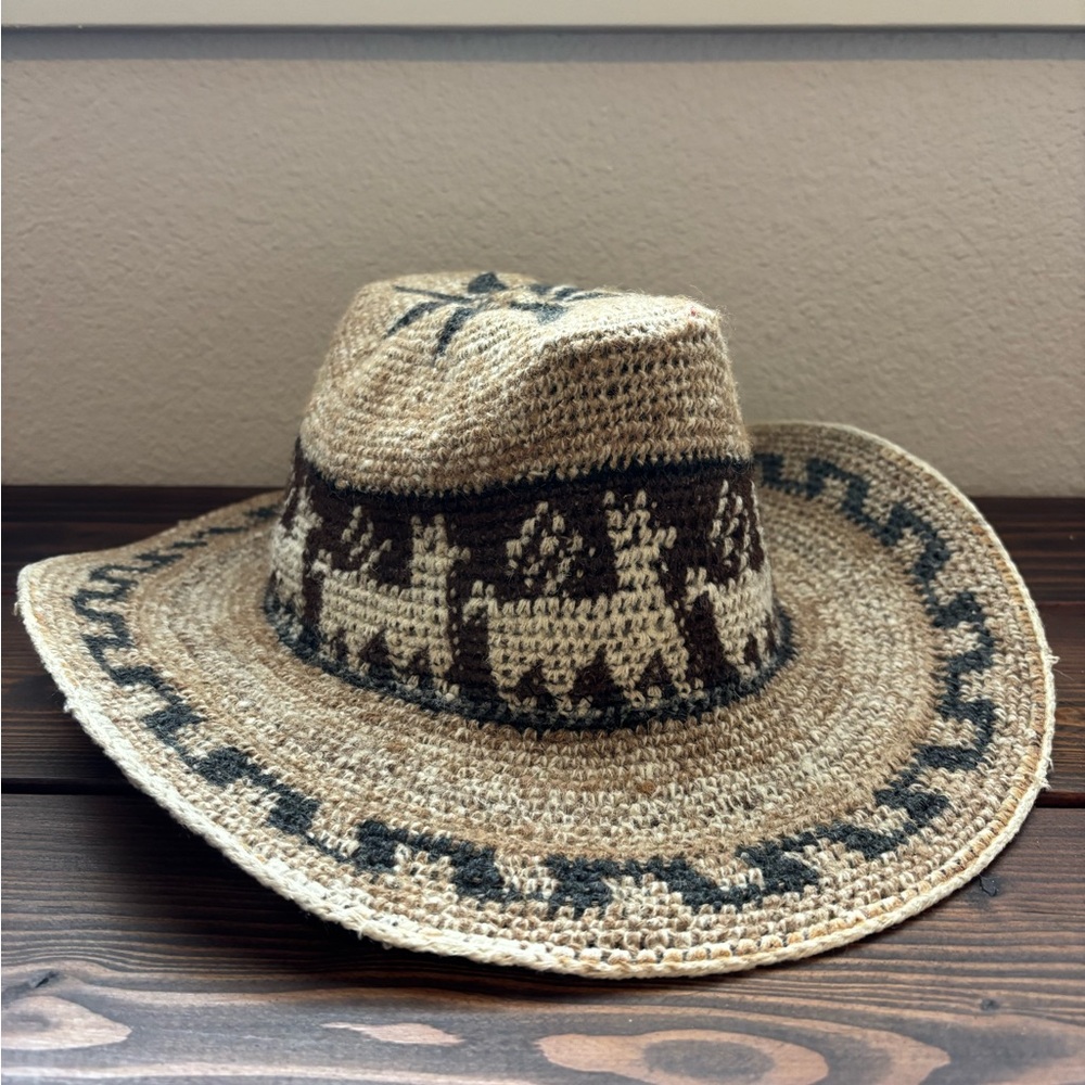 Handmade Peruvian Alpaca Wool woven Western Hat Cowboy hat